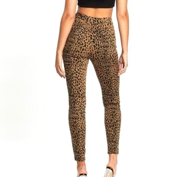 Good American Womens Good Waist Skinny Jeans 2/26 Animal Print Leopard High Rise - Picture 3 of 10